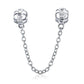 925 Sterling Silver Pave Inspiration Star Safety Chain - Clear CZ Stopper Charms (6JW)(F81)