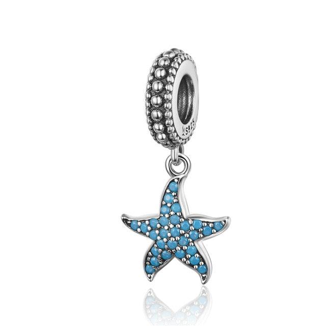 Great Starfish Moon Charms - 925 Sterling Silver Summer Sea Starfish Moon Pendants Charms (D81)(6JW)