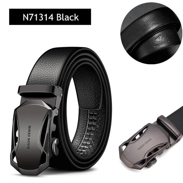 Men's Belt - Leather Fashion Automatic Buckle Genuine Leather Belts (MA1)(F17)