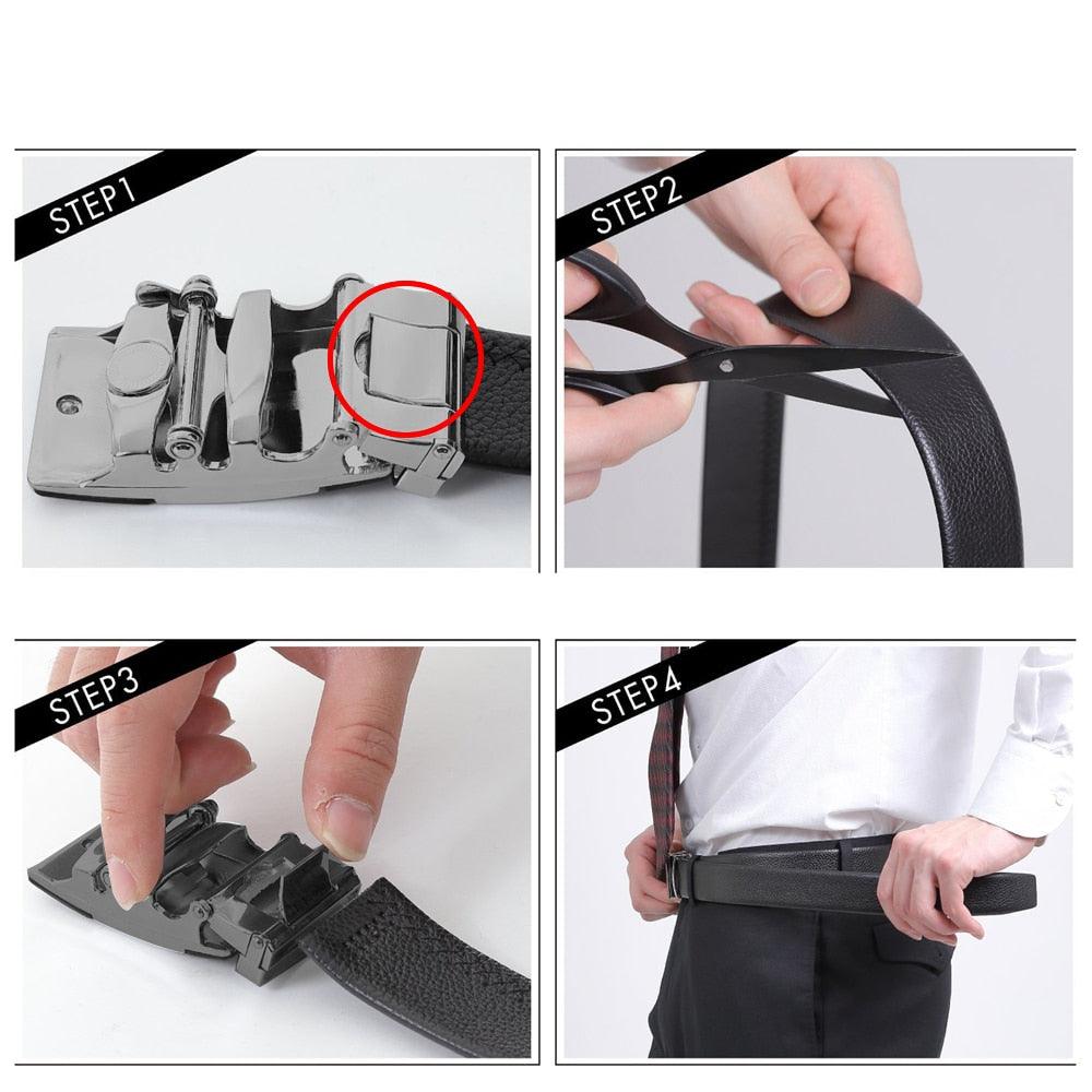 Men's Belt - Leather Fashion Automatic Buckle Genuine Leather Belts (MA1)(F17)