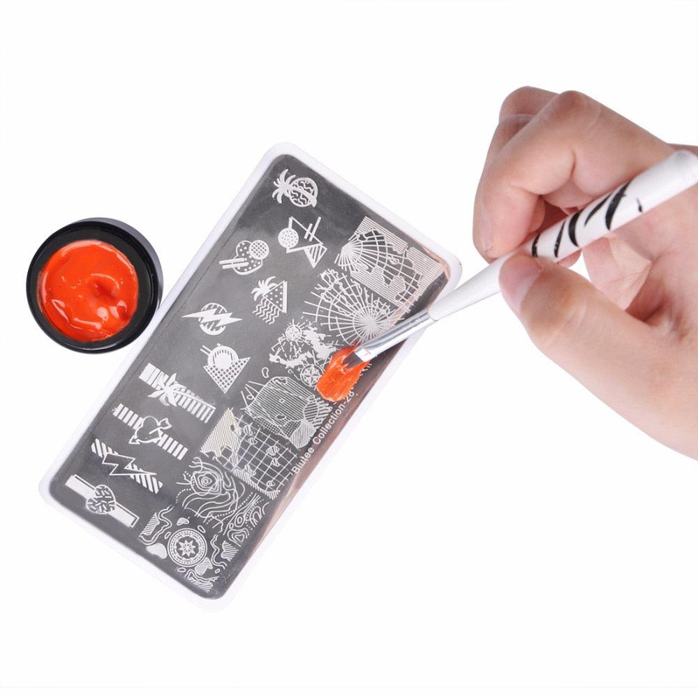12Color Nail Kit Nail Stamping Gel Polish White Black Print Oil UV Gel Varnish Soak Off Gels (N2)(1U85)