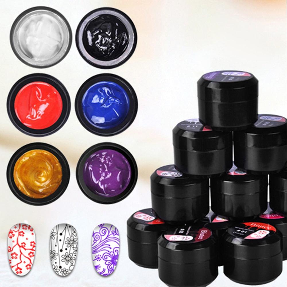 12Color Nail Kit Nail Stamping Gel Polish White Black Print Oil UV Gel Varnish Soak Off Gels (N2)(1U85)