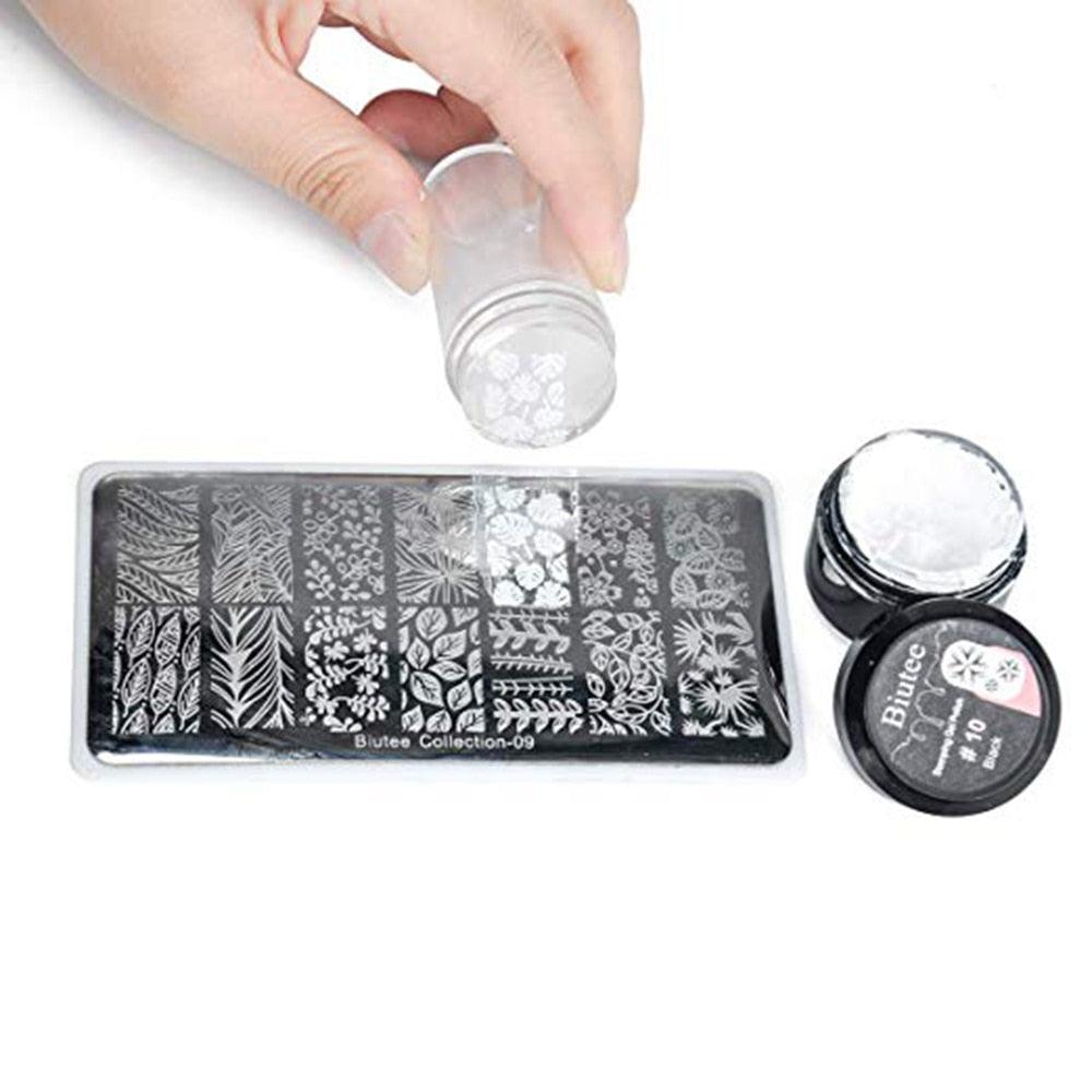 12Color Nail Kit Nail Stamping Gel Polish White Black Print Oil UV Gel Varnish Soak Off Gels (N2)(1U85)