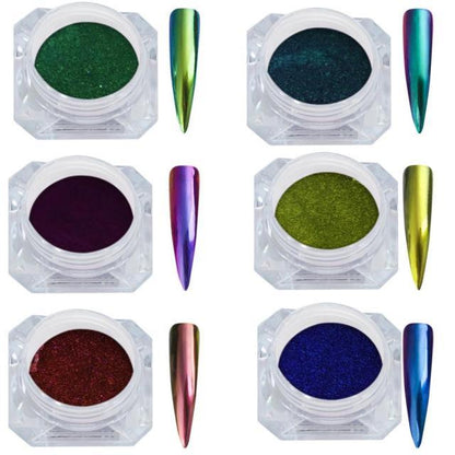 8 Box 5ML Chameleon Mirror Glitter Powder- Shining Glitter Powder Gorgeous Laser Colorful Mirror Powder (D85)(N4)(1U85)