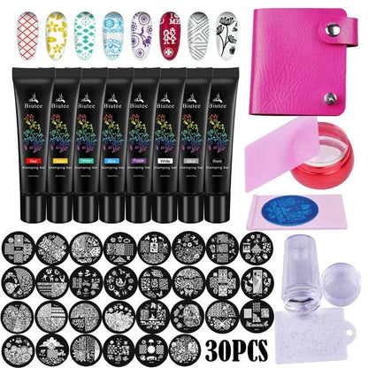 Nail Stamping Gel Polish Varnish Colorful UV Stamping Plates Printing Polish Gel Kit Nail Art (N2)(1U85)