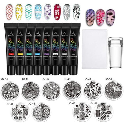 Nail Stamping Gel Polish Varnish Colorful UV Stamping Plates Printing Polish Gel Kit Nail Art (N2)(1U85)