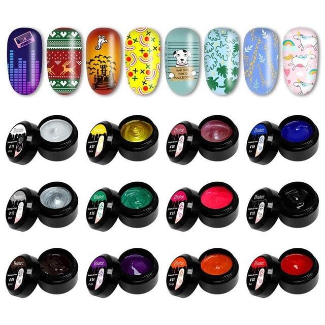 Nail Stamping Gel Polish Varnish Colorful UV Stamping Plates Printing Polish Gel Kit Nail Art (N2)(1U85)