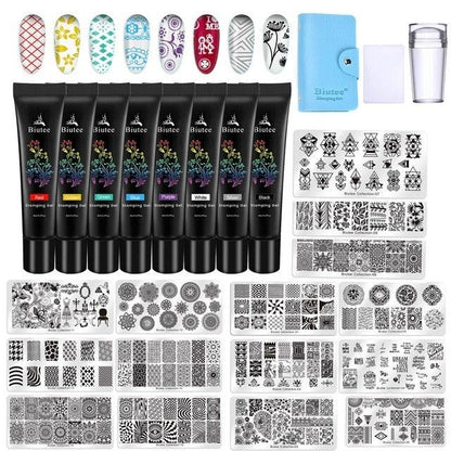 Nail Stamping Gel Polish Varnish Colorful UV Stamping Plates Printing Polish Gel Kit Nail Art (N2)(1U85)