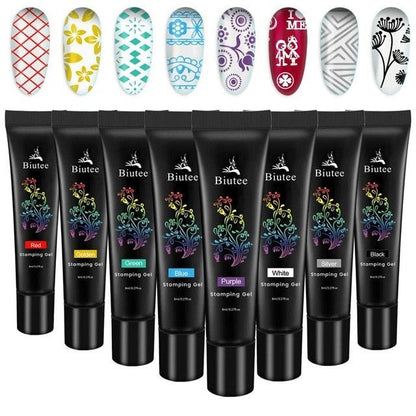 Nail Stamping Gel Polish Varnish Colorful UV Stamping Plates Printing Polish Gel Kit Nail Art (N2)(1U85)