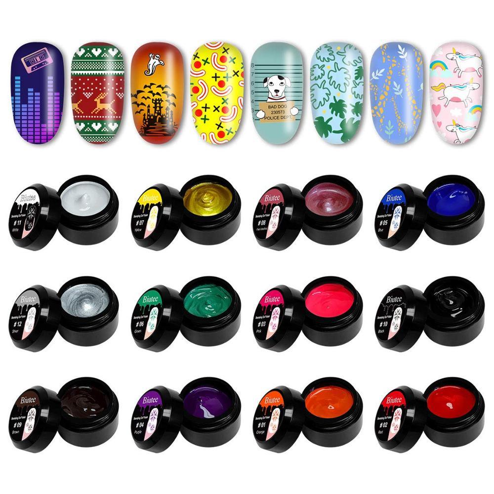 Nail Stamping Gel Polish Varnish Colorful UV Stamping Plates Printing Polish Gel Kit Nail Art (N2)(1U85)