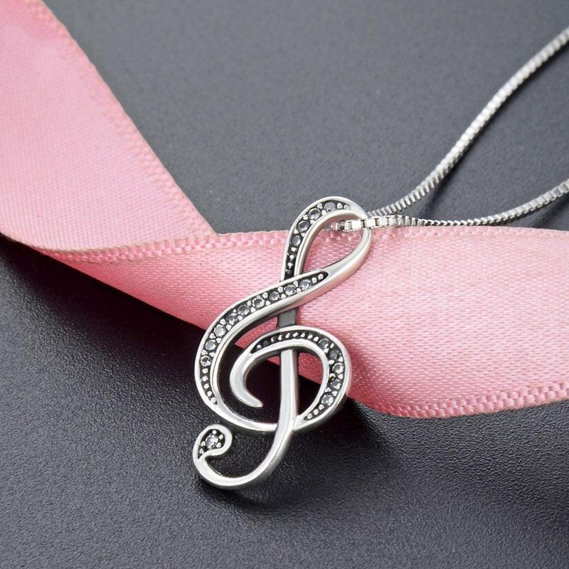925 Sterling Silver Jewelry - Musical Note Necklace- Sterling Silver Jewelry (5JW)