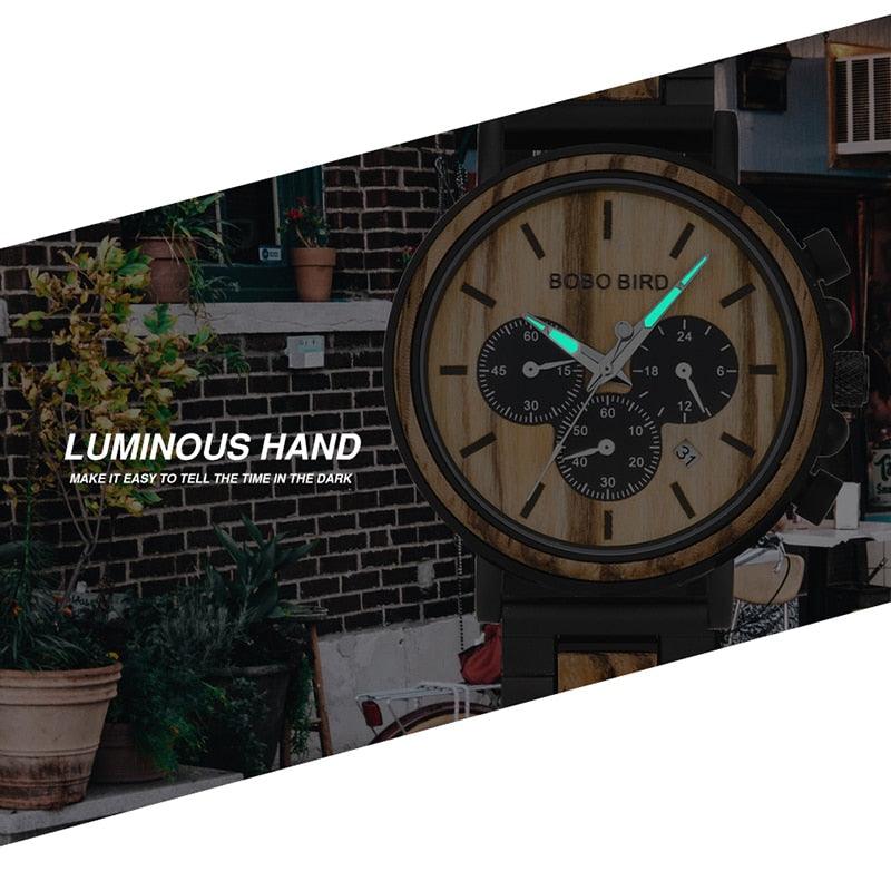Wooden Men Watches - Luxury Stylish Chronograph Military Watch (MA9)(1U84)