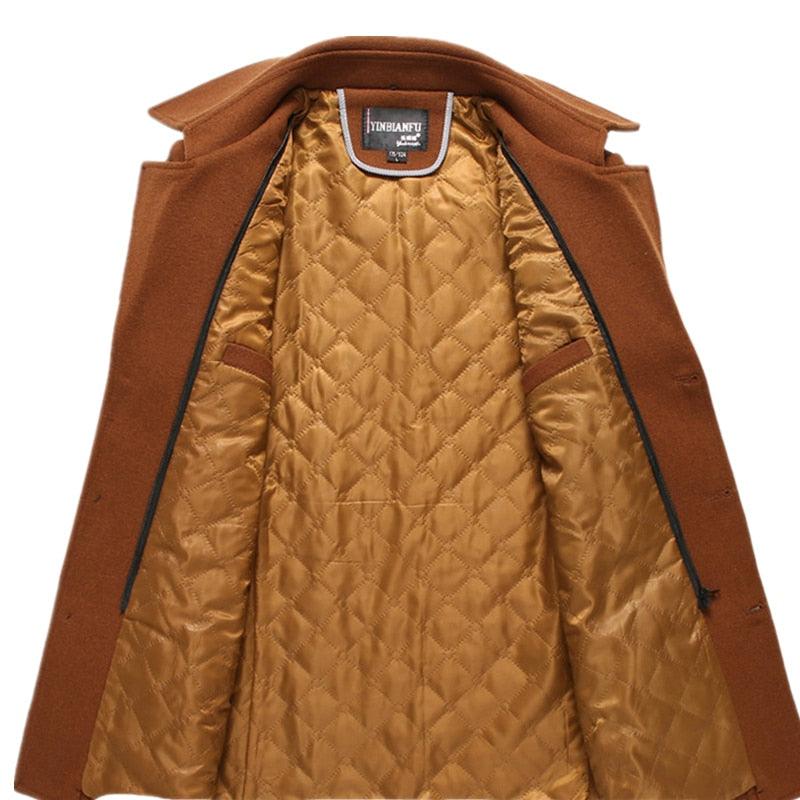 Men Winter Wool Coat - Men's Fashion Turn-Down Collar Warm Thick Wool Blends Woolen Overcoat (TM4)(F100)