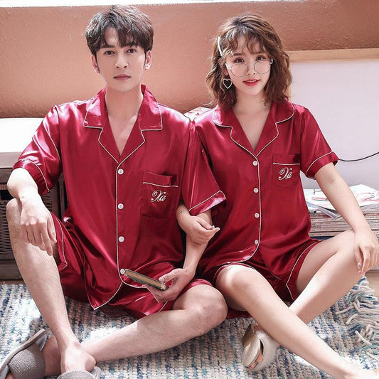 Hot Sale Matching Couple Pajama Suit - Casual Summer Loungewear Soft Tailored Collar Sleepwear (ZP3)