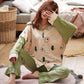 New Autumn Winter Sleepwear 2 Piece Sets - Women's Cotton Pajamas Turn-down Collar Set (ZP1)