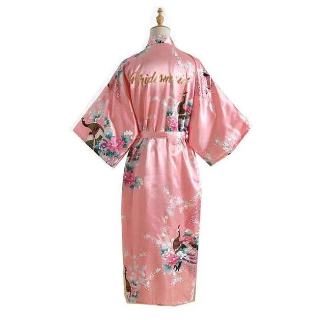 Trending Women's Gorgeous Bridesmaid Sexy Long Satin Wedding Kimono Robes - Sleepwear Nightgown (ZP4)