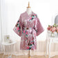 Women's Silk Satin Short Robes - Bridesmaid Floral Robe - Big Size (ZP4)(F90)