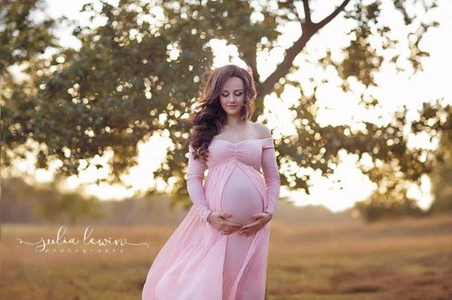 Baby Shower Jersey Dresses - Maternity Photography Long Dress - With Cloak Fitted - Chiffon Cloak Pregnancy Gown (F5)(Z6)(1Z1)(2Z1)(3Z1)(7Z1