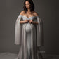 Pregnancy Photography Jersey Stretchy Dress -Baby Shower Long Dresses - With Cape Fitting - Maternity Maxi Gown (1Z1)(7Z1)(4Z1)(3Z1)(2Z1)(Z6)