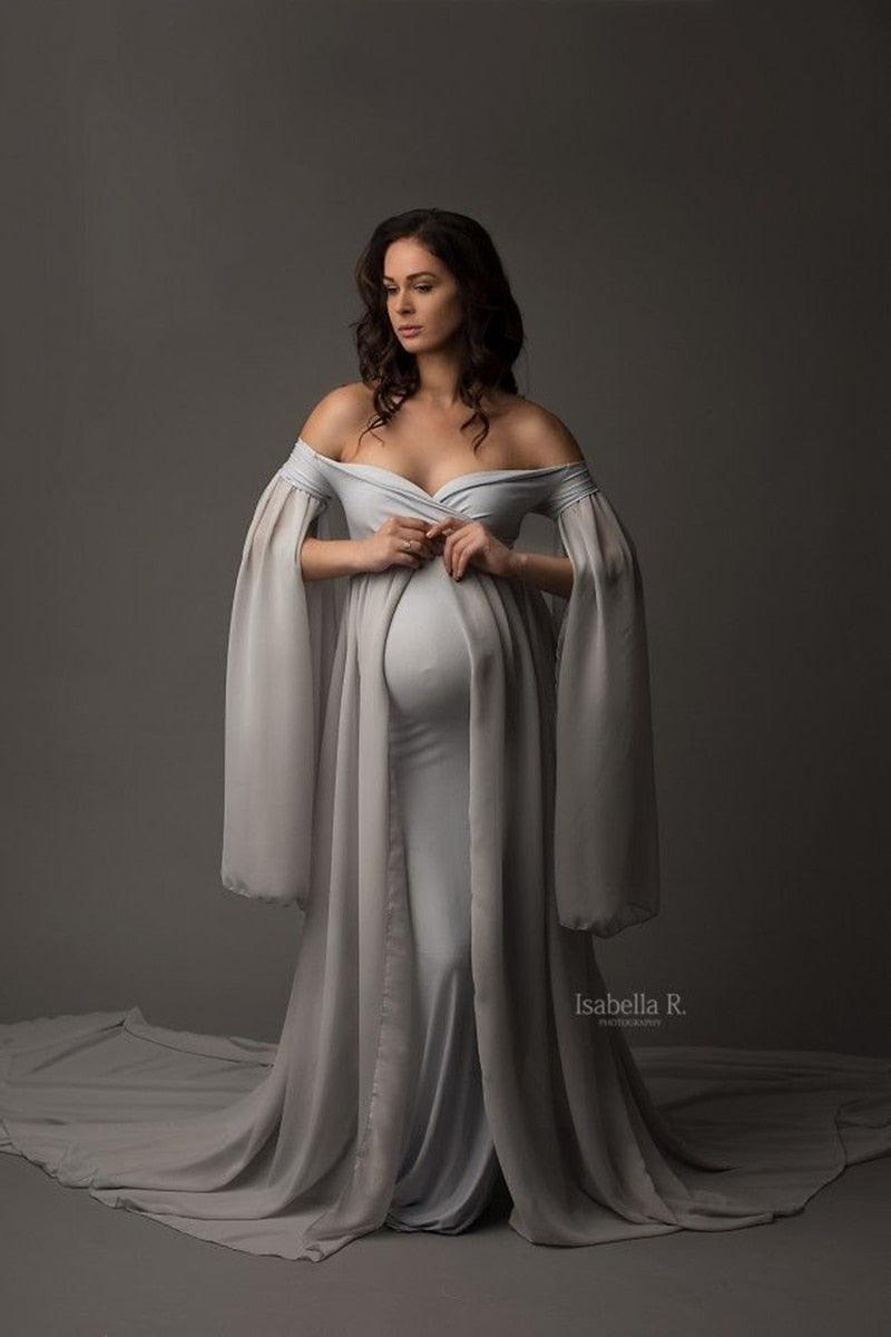 Pregnancy Photography Jersey Stretchy Dress -Baby Shower Long Dresses - With Cape Fitting - Maternity Maxi Gown (1Z1)(7Z1)(4Z1)(3Z1)(2Z1)(Z6)