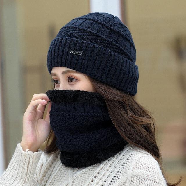 Great Women's Knitted Hat & Scarf - Warmer Winter Beanies - 6 Colors (WH7)(WH9)(F87)