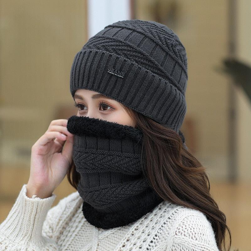 Great Women's Knitted Hat & Scarf - Warmer Winter Beanies - 6 Colors (WH7)(WH9)(F87)