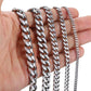 Basic 3/5/7/9/11mm Miami Curb Chain Necklace -Anti Allergy Stainless Steel Classic Jewelry (2U183)