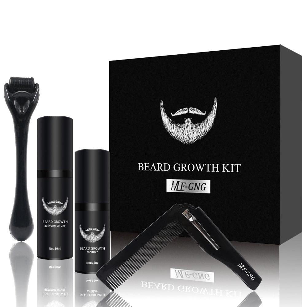 Beard Growth Kit Barber Hair Growth Enhancer Set - Growth Oil Serum Nourishing Leave-in Conditioner Set (D45)(BD7)(BD5)(BD3)(1U45)