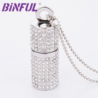 Trending USB Flash Drive 4G 8G 16G Pendrive 32GB 64GB 128GB Pen Drive U Disk USB drive Irish Diamond Crystal Memory Necklace Stick (CA3)1