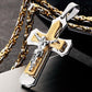 Bible Silver Color Jesus Cross Stainless Steel Pendants Necklaces - Long Chain Necklace (MJ2)(F83)