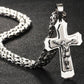 Bible Silver Color Jesus Cross Stainless Steel Pendants Necklaces - Long Chain Necklace (MJ2)(F83)