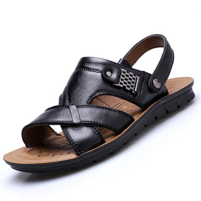 Genuine Leather Sandals - Summer Classic Men Slippers - Soft Comfortable Walking Footwear (MSC6)
