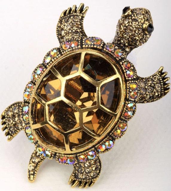 Cute Big Turtle Stretch Ring - Crystal Silk Scarf Jewelry Gift (1U81)(7JW)