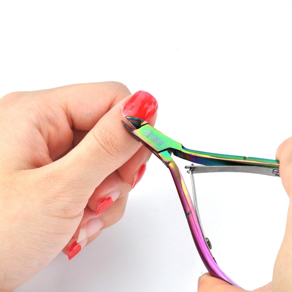 10x5cm Rainbow Nail Cuticle Cutter Nipper Clipper Finger & Toe Cuticle Scissor Remover Nail Art Tools (N3)(1U85)(F85)