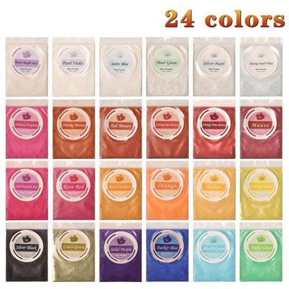 24 Colors 10g Mica Powder Epoxy Resin Dye Pearl Pigment Natural Acrylic Nail Kit Gels Nail Gel Glitter Powder (D85)(N4)(1U85)