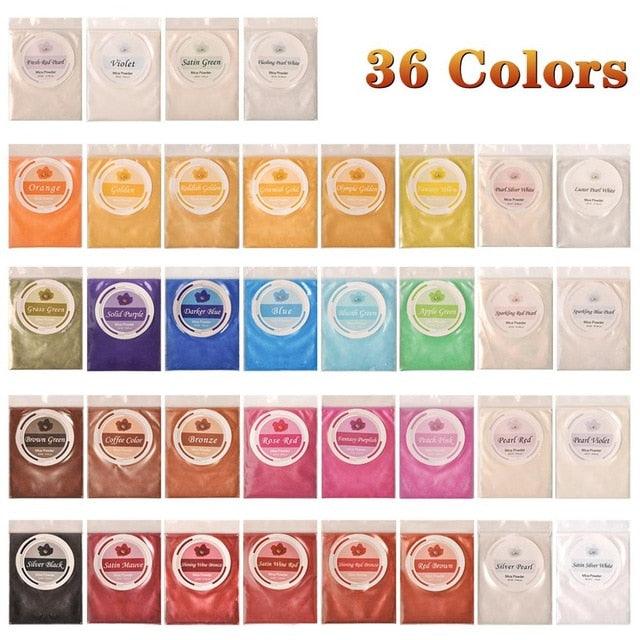 36 Color Mica Powder Pigment Resin Cosmetic Mica Powder Set - Kit Pigment for Resin For Lip Gloss (N4)(1U85)(F85)