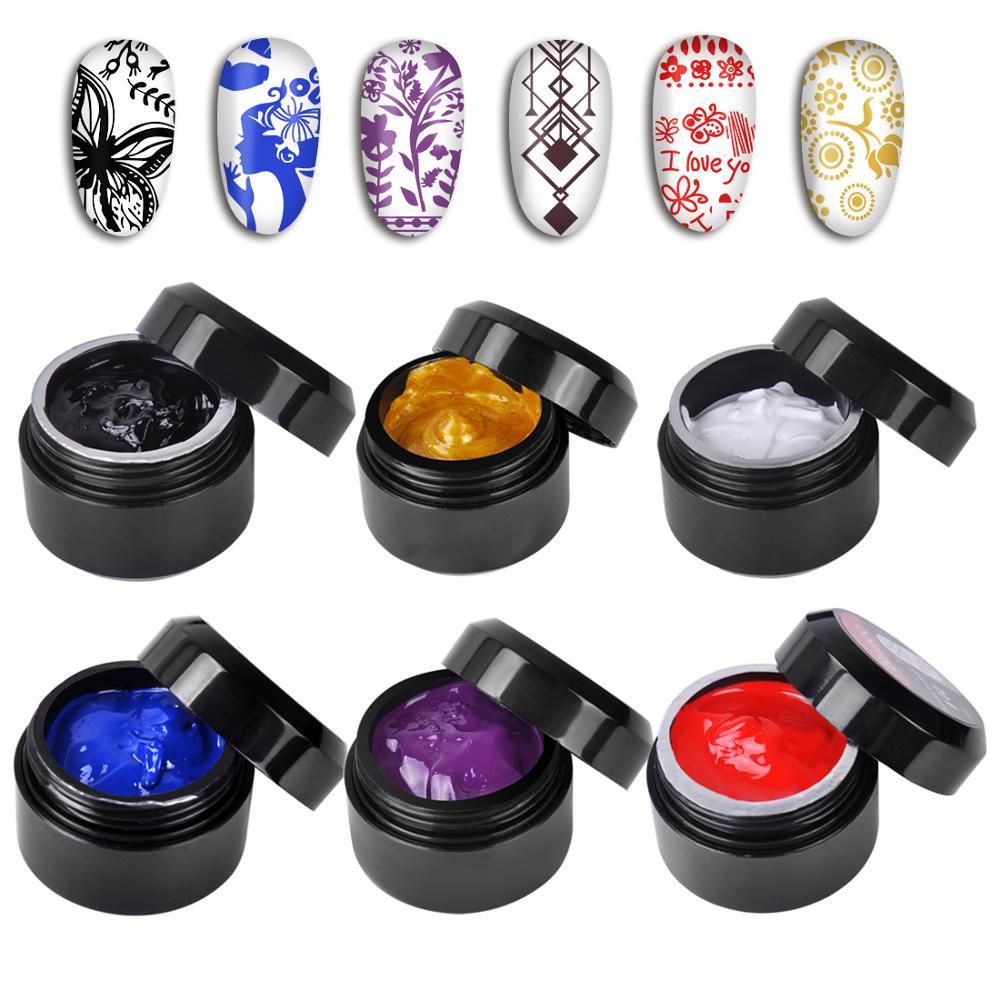 6 Colors /set Nail stamping polish gel Pack of UV LED Gel Polish for nail stamping plate (N2)(1U85)