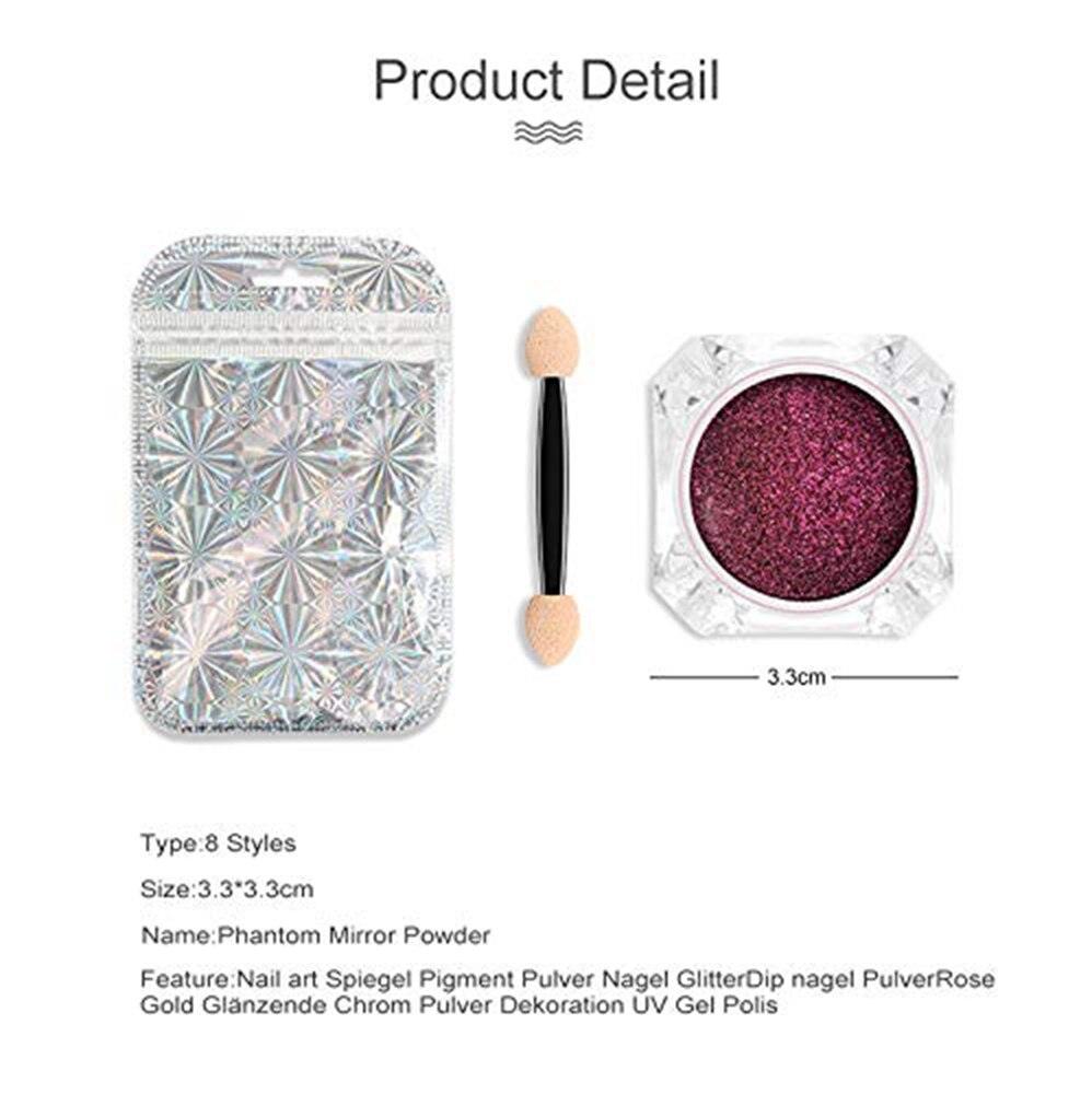 8pcs/Box Magic Mirror Powder Nail Chameleon Powder Glitter - 8pcs Eyeshadow Sticks (N4)(1U85)