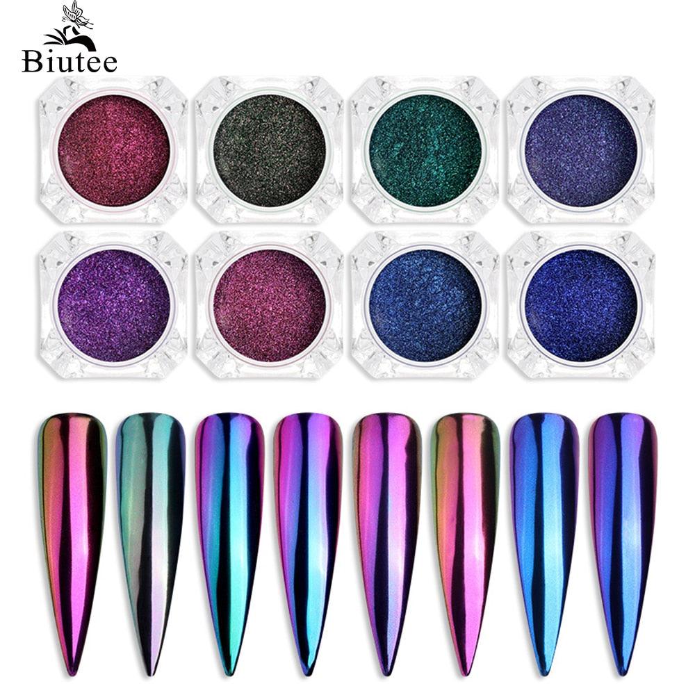 8pcs/Box Magic Mirror Powder Nail Chameleon Powder Glitter - 8pcs Eyeshadow Sticks (N4)(1U85)