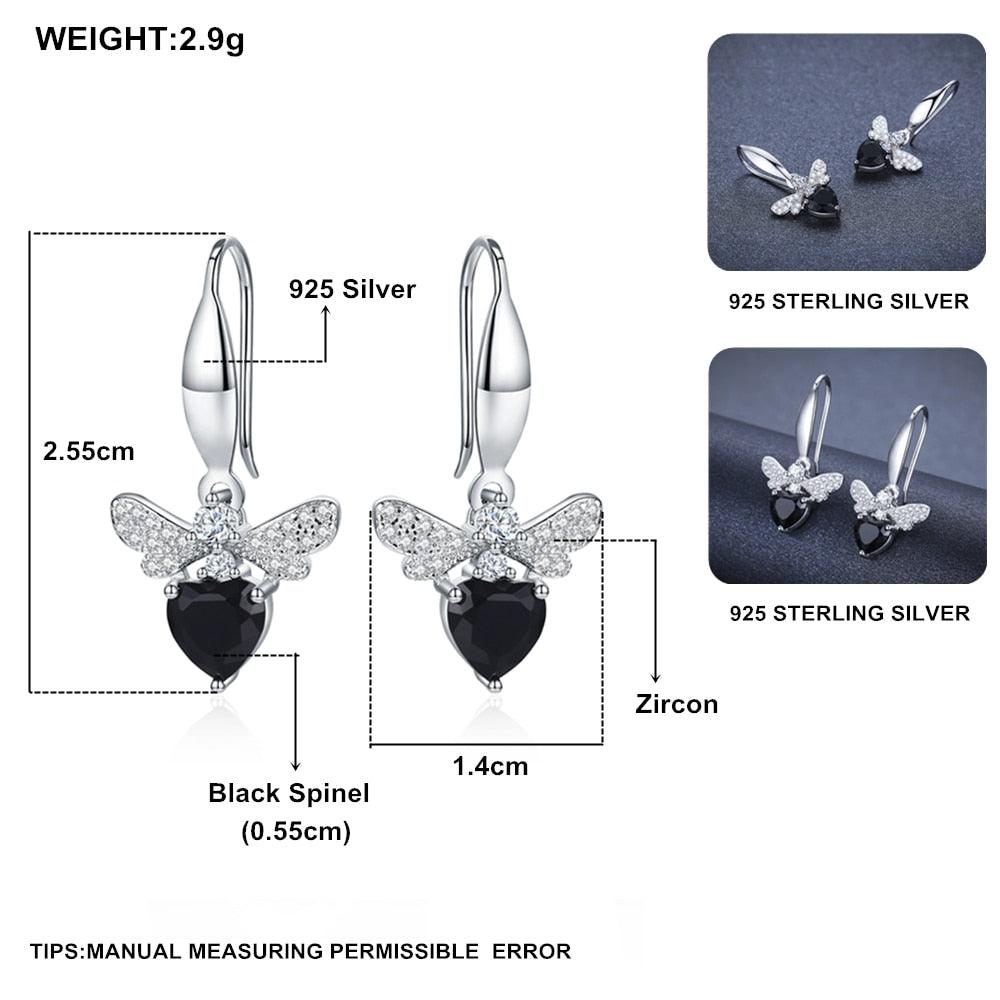 Black Awn Trendy 2.5g 925 Sterling Silver Earring Black Spinel Anniversary Butterfly Drop Earrings (D81)(2JW2)