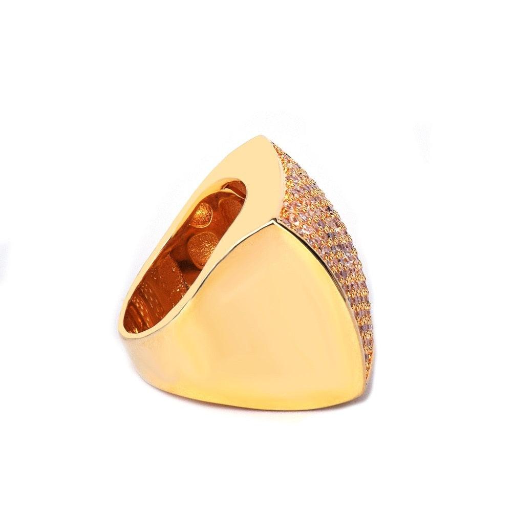 Bling Men's AAA+Zircon Ring Gold Color - Copper Material Fashion Hip Hop Jewelry Size 7-12 (2U83)