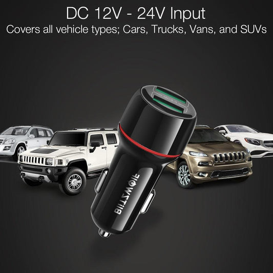 18W Dual QC3.0 USB Port - Mini Fast Charging Car Charger (1U104)(1LT1)