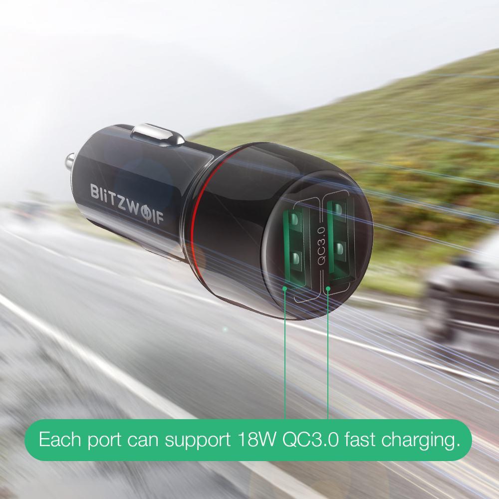 18W Dual QC3.0 USB Port - Mini Fast Charging Car Charger (1U104)(1LT1)