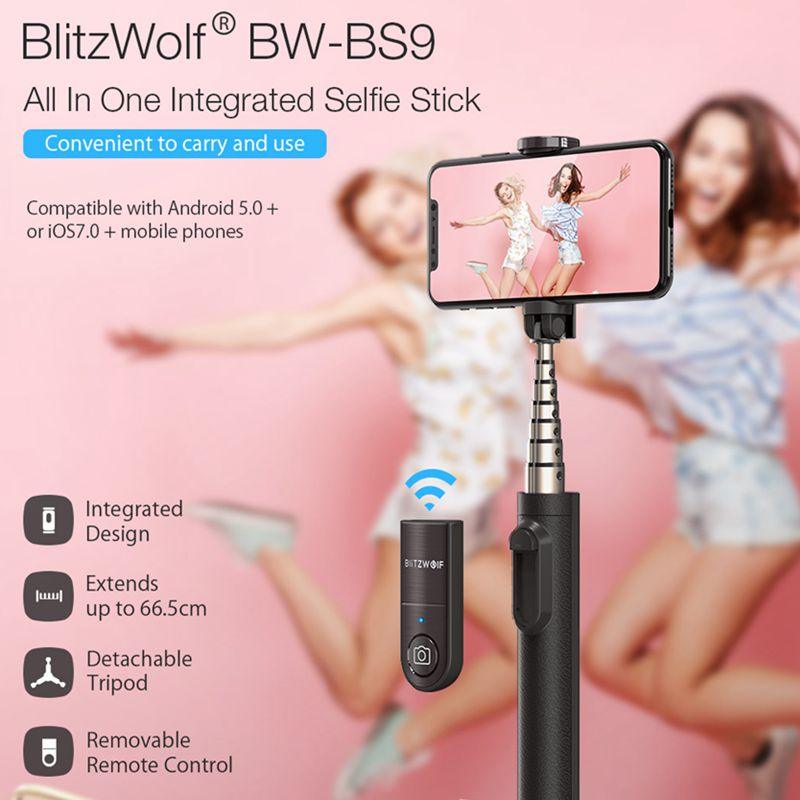 BW-BS9 Mini bluetooth Selfie Stick Monopod Tripod All In One Integrated Detachable Tripods Selfie Sticks for iPhone (RS)(1U50)