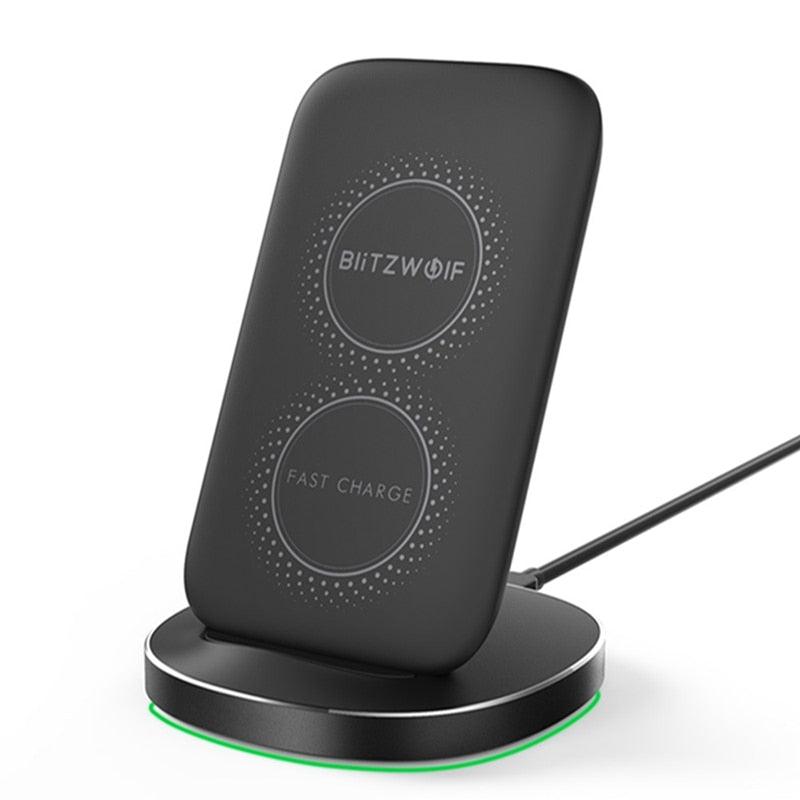 FWC6 10W 7.5W 5W Dual Coils Qi - Smart Wireless Fast Charger - Stand Holder For iPhone 12 Pro Max, Samsung, Huawei (1U104)(1LT1)