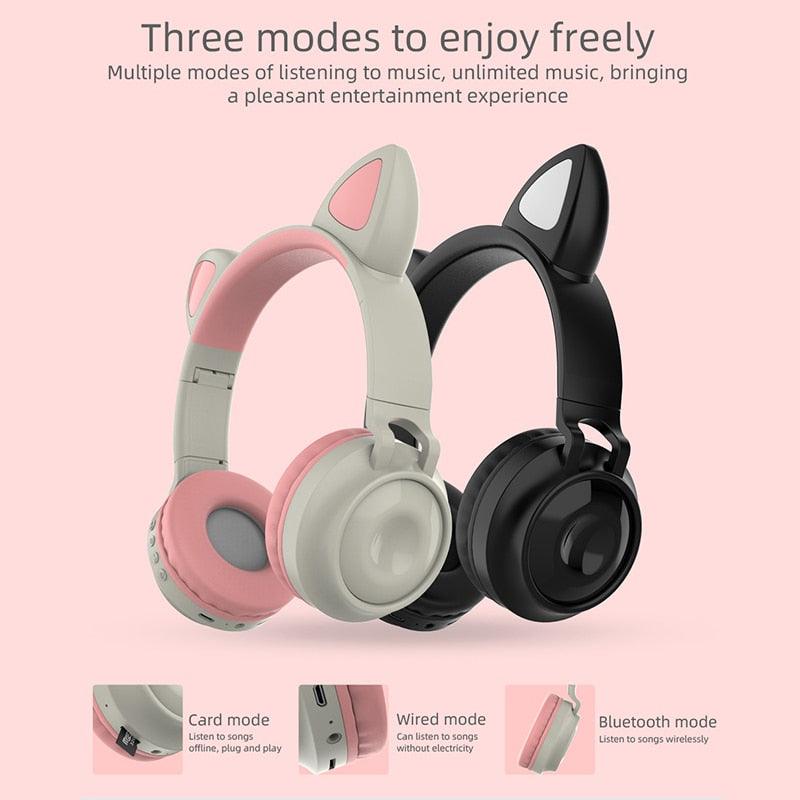 Bluetooth Headphone LED Light - Colorful HiFi Music Support TF Card With HD MIC Wireless Game Cute Headset For Children (AH2)(RS8)(F49)