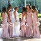 Blush Pink Bridesmaid Dress - Sweetheart Satin Mermaid - Long Ruched Floor Length Wedding Gown (WSO2)