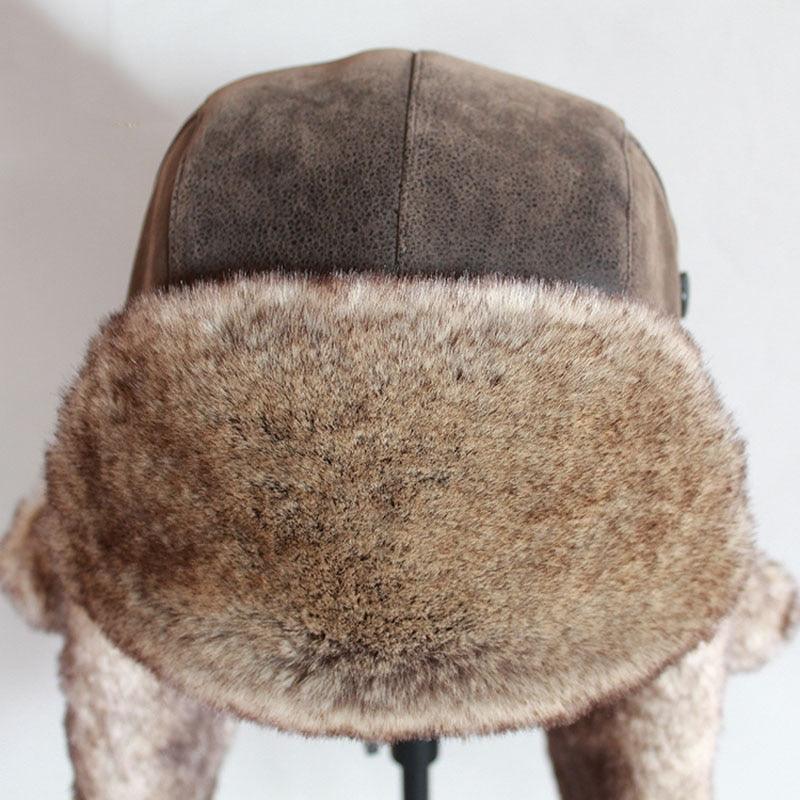 Bomber Hats Winter Warm Russian Hat With Ear Flap Pu Leather Trapper Cap Earflap (D17)(MA8)