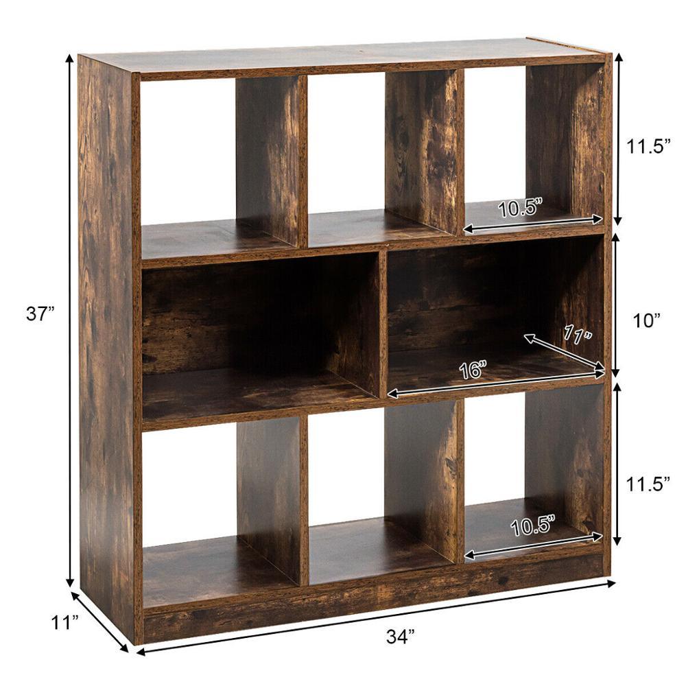 Bookcase W/Open Compartments Industrial Freestanding Bookshelf Storage Organizer (D67)(FW4)(1U67)