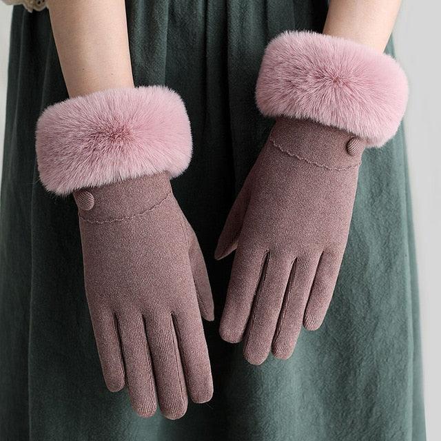 New Touch Screen Gloves - Women Winter Warm Faux Mink Fur Gloves (6WH1)